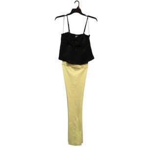 Yellow Flare Pants + Black Spaghetti-Strap Cami 🐝